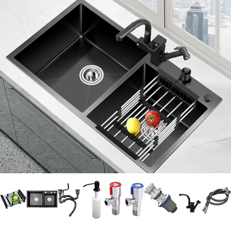 Contemporary Style Kitchen Sink Drop-In Stainless Steel Double Kitchen Sink