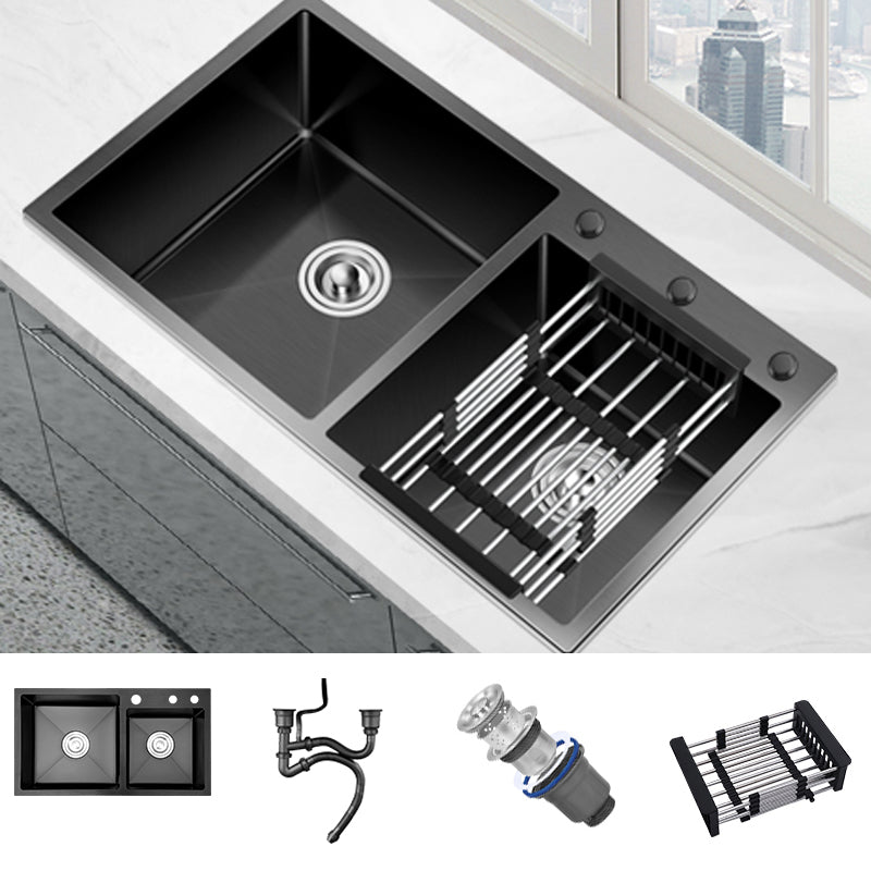 Contemporary Style Kitchen Sink Drop-In Stainless Steel Double Kitchen Sink