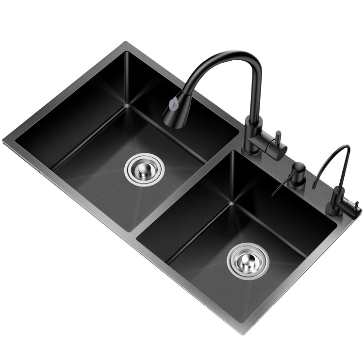 Contemporary Style Kitchen Sink Drop-In Stainless Steel Double Kitchen Sink