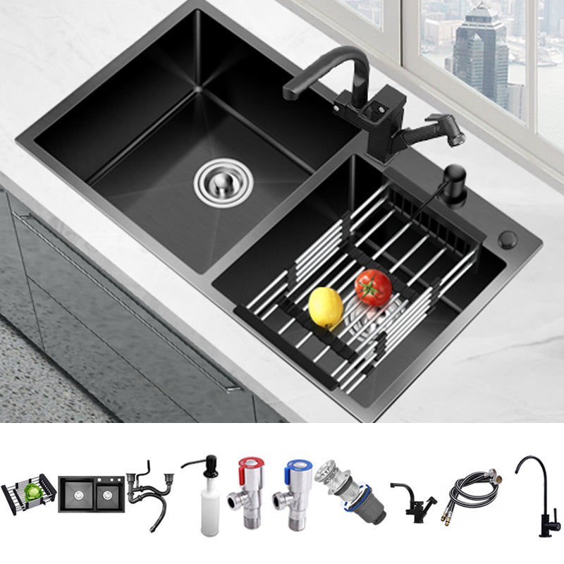 Contemporary Style Kitchen Sink Drop-In Stainless Steel Double Kitchen Sink