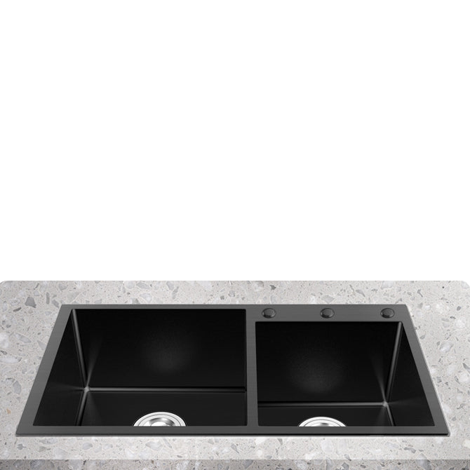 Contemporary Style Kitchen Sink Drop-In Stainless Steel Double Kitchen Sink