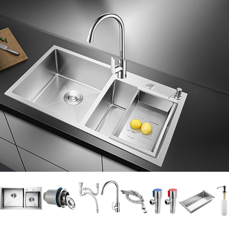 Classic Style Kitchen Sink Drop-In Stainless Steel Kitchen Sink with Drain Strainer Kit