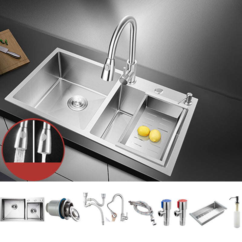 Classic Style Kitchen Sink Drop-In Stainless Steel Kitchen Sink with Drain Strainer Kit