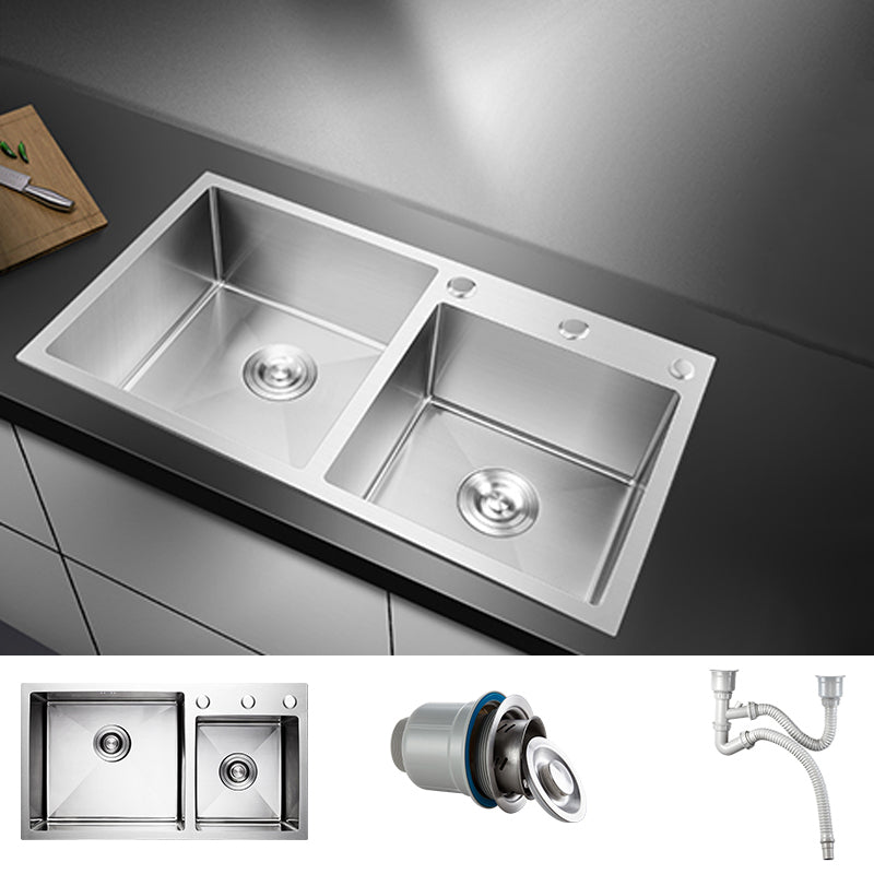 Classic Style Kitchen Sink Drop-In Stainless Steel Kitchen Sink with Drain Strainer Kit