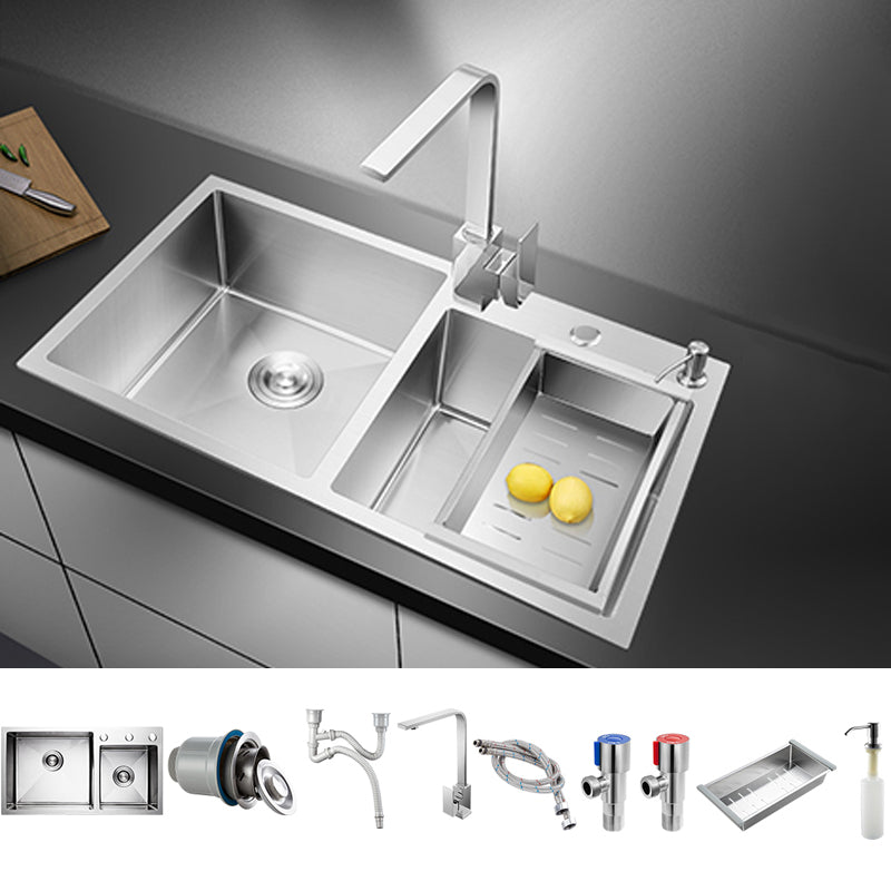 Classic Style Kitchen Sink Drop-In Stainless Steel Kitchen Sink with Drain Strainer Kit