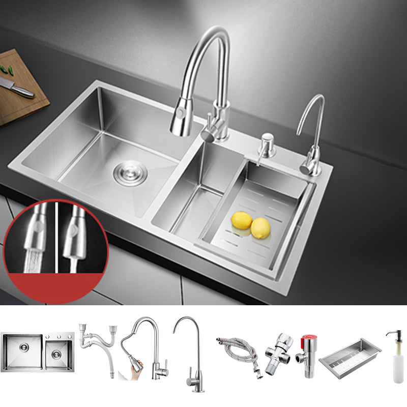 Classic Style Kitchen Sink Drop-In Stainless Steel Kitchen Sink with Drain Strainer Kit