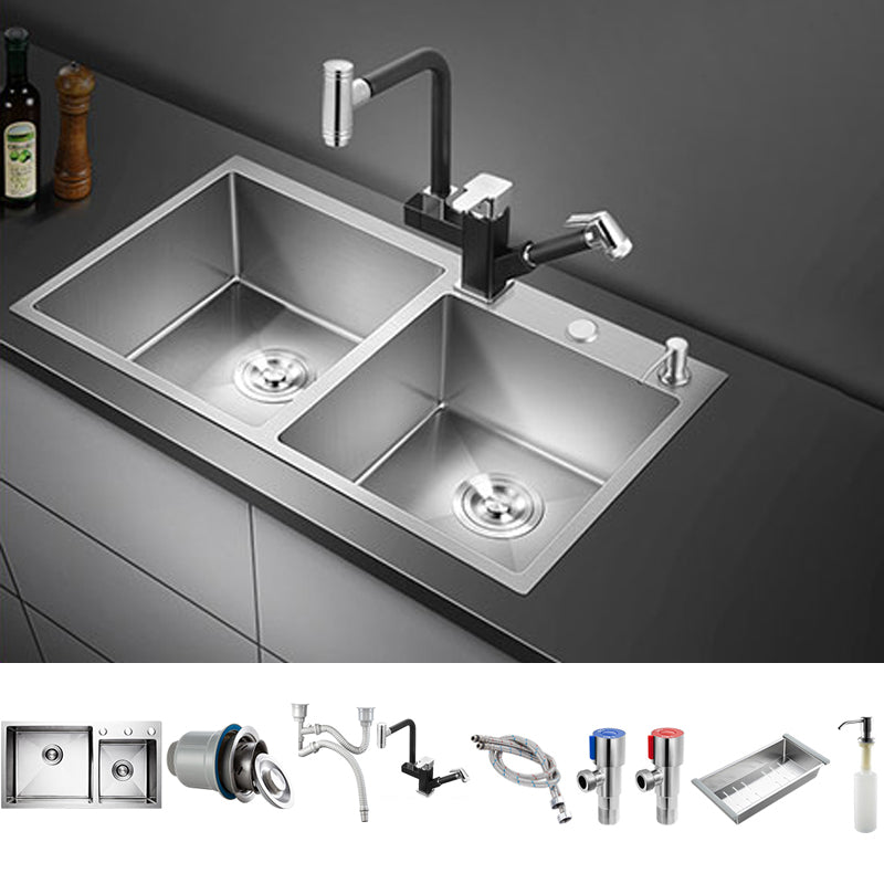 Classic Style Kitchen Sink Drop-In Stainless Steel Kitchen Sink with Drain Strainer Kit