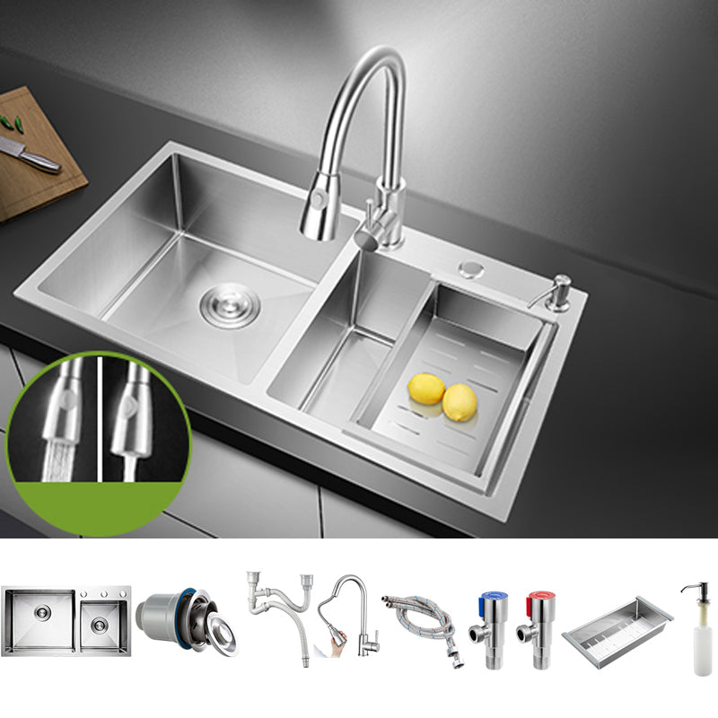 Classic Style Kitchen Sink Drop-In Stainless Steel Kitchen Sink with Drain Strainer Kit