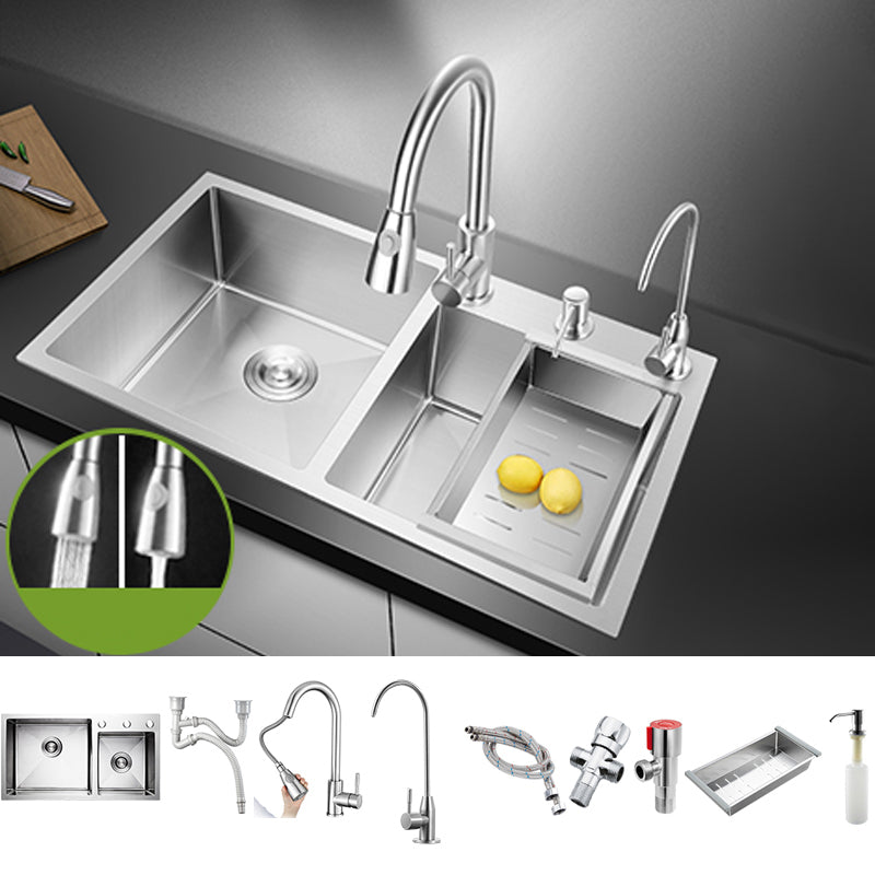 Classic Style Kitchen Sink Drop-In Stainless Steel Kitchen Sink with Drain Strainer Kit