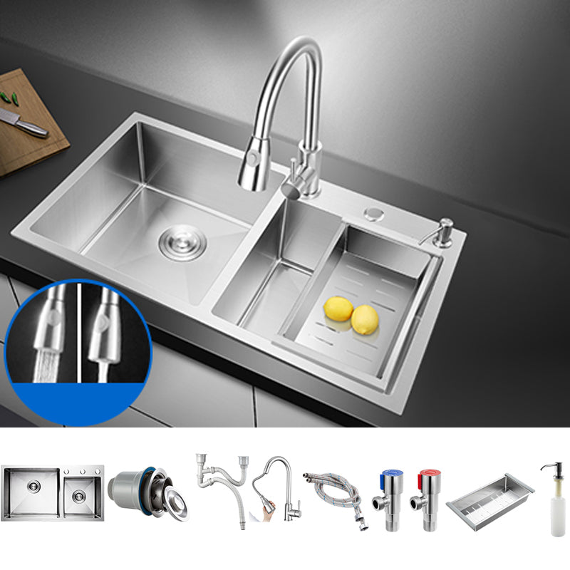 Classic Style Kitchen Sink Drop-In Stainless Steel Kitchen Sink with Drain Strainer Kit