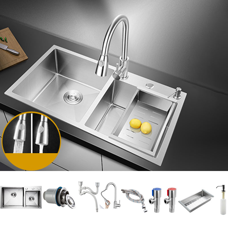 Classic Style Kitchen Sink Drop-In Stainless Steel Kitchen Sink with Drain Strainer Kit