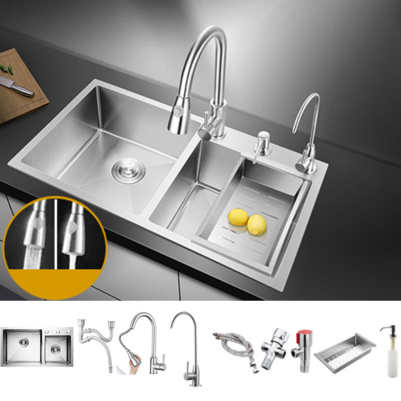 Classic Style Kitchen Sink Drop-In Stainless Steel Kitchen Sink with Drain Strainer Kit