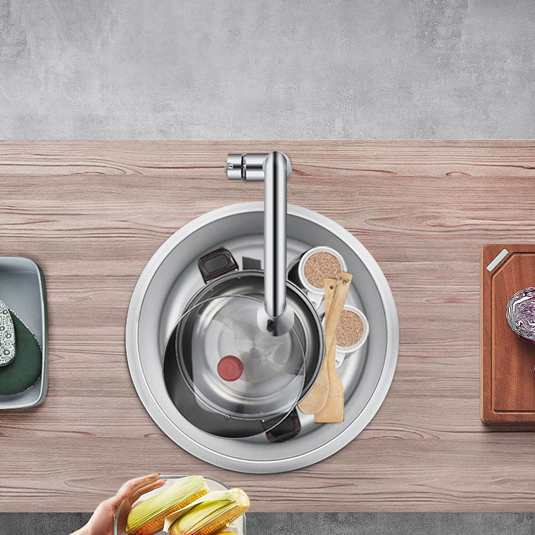 Contemporary Kitchen Sink Stainless Steel Kitchen Sink with Round Shape