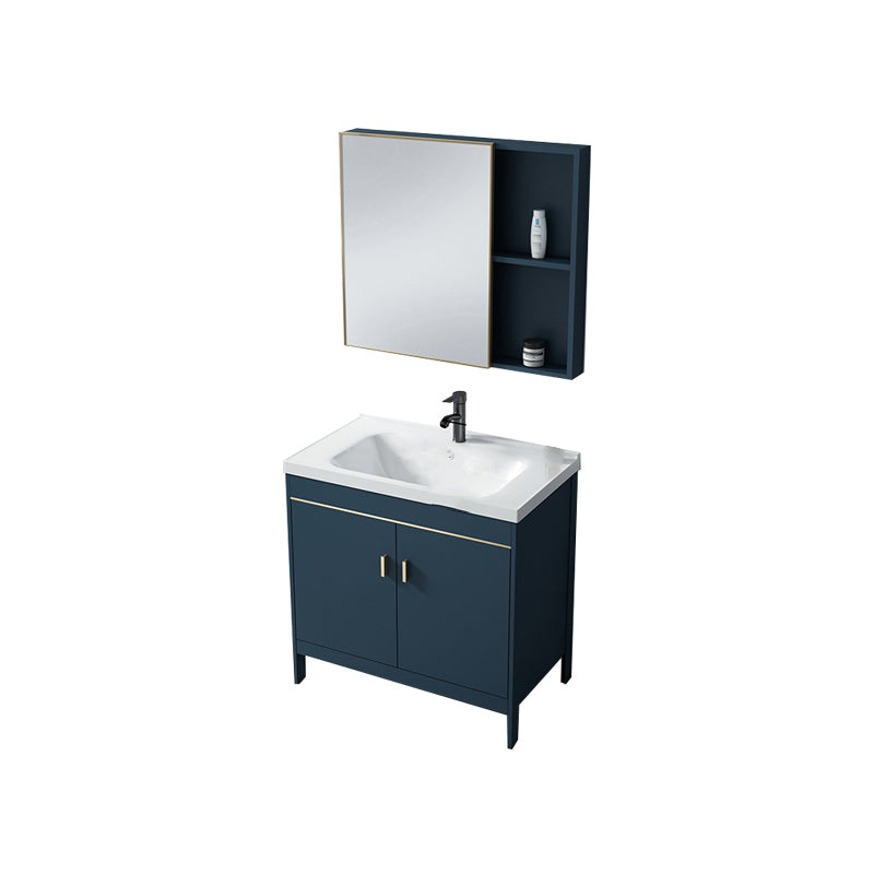 Contemporary Blue Sink Cabinet Metal Mirror Cabinet Bathroom Vanity Cabinet