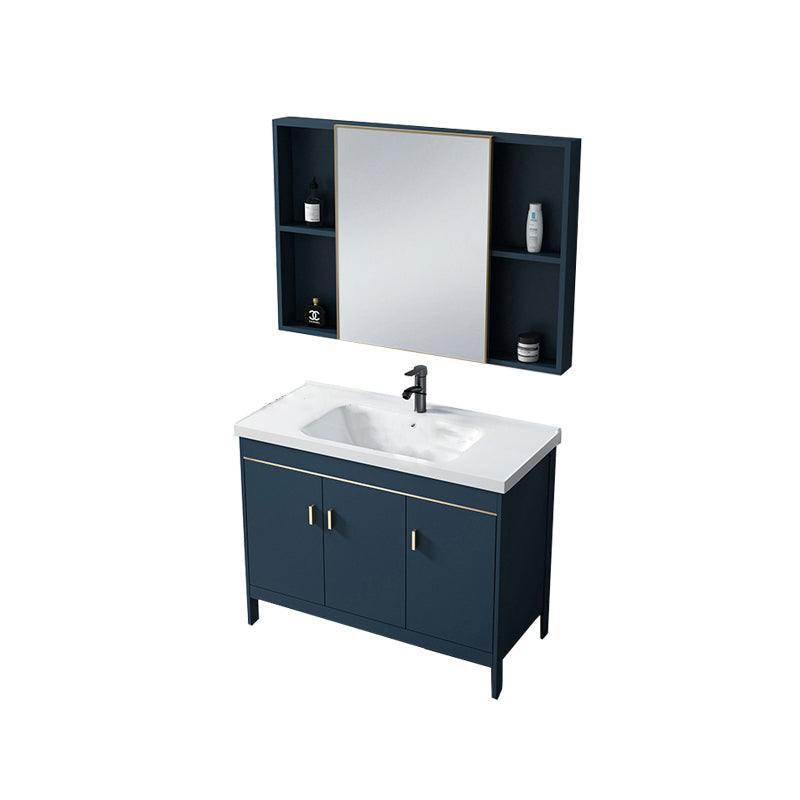 Contemporary Blue Sink Cabinet Metal Mirror Cabinet Bathroom Vanity Cabinet