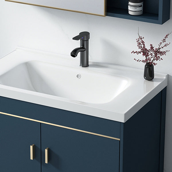 Contemporary Blue Sink Cabinet Metal Mirror Cabinet Bathroom Vanity Cabinet