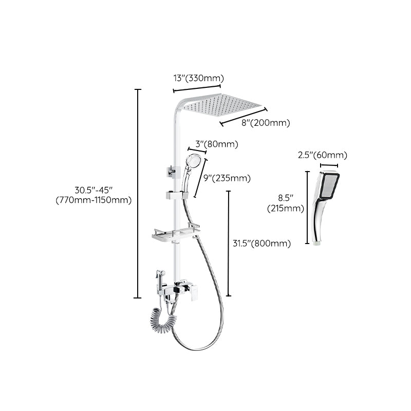 Silver Shower Set Pressurized Shower Head Thermostatic Bathroom Shower Water Faucet