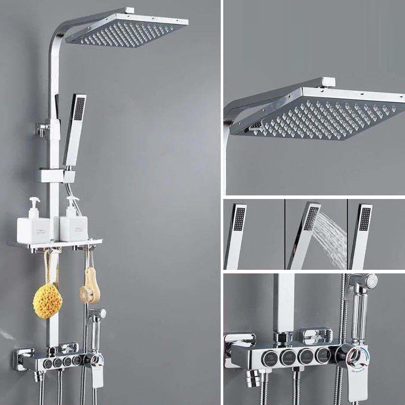 Shower System Square Rain Jet Massage Adjustable Spray Pattern Wall Mounted Shower Trim