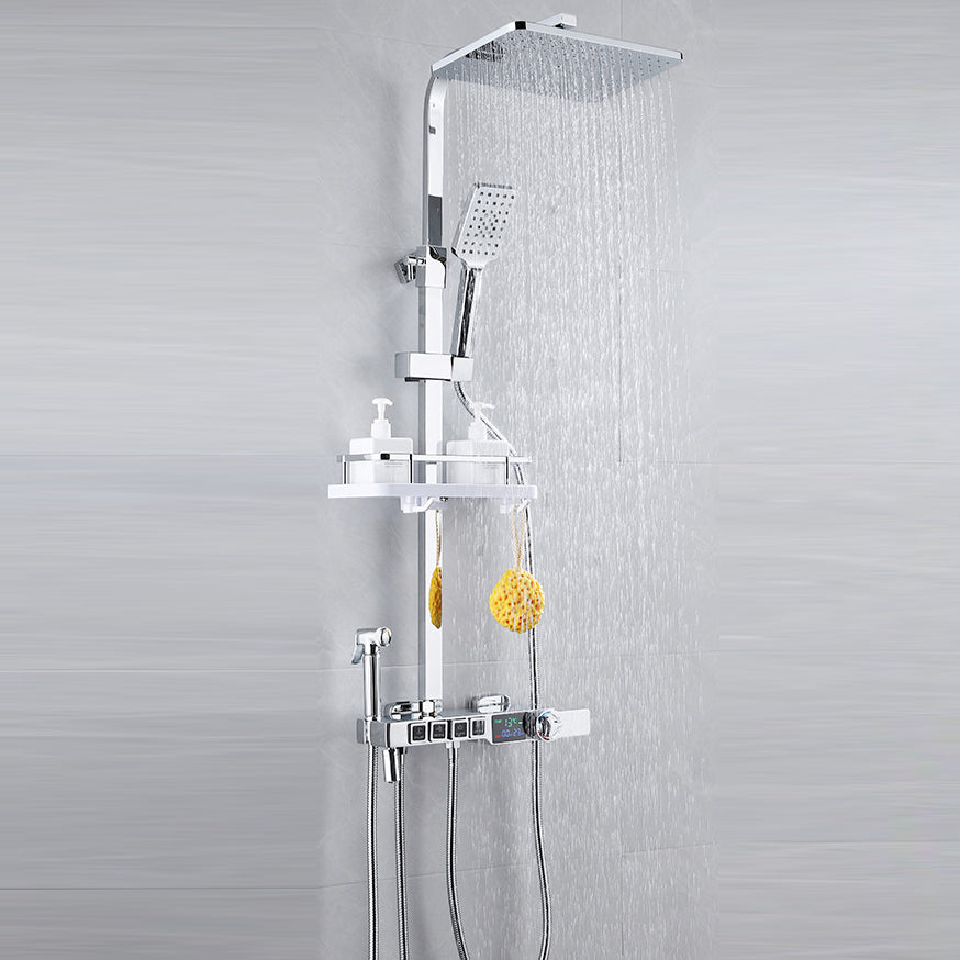 Shower System Square Rain Jet Massage Adjustable Spray Pattern Wall Mounted Shower Trim