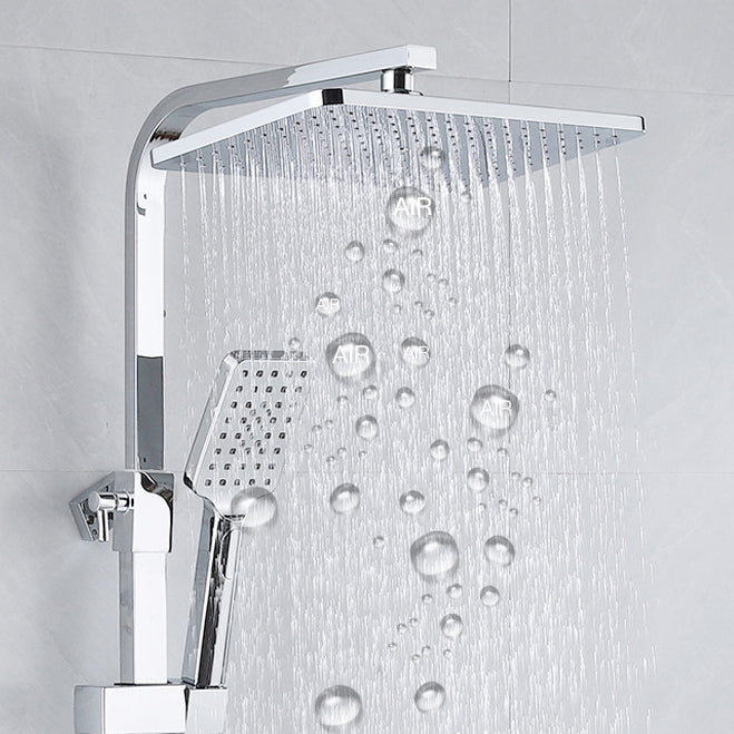 Shower System Square Rain Jet Massage Adjustable Spray Pattern Wall Mounted Shower Trim