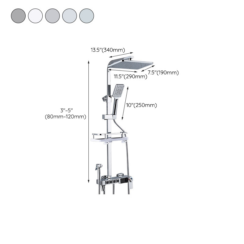 Shower System Square Rain Jet Massage Adjustable Spray Pattern Wall Mounted Shower Trim