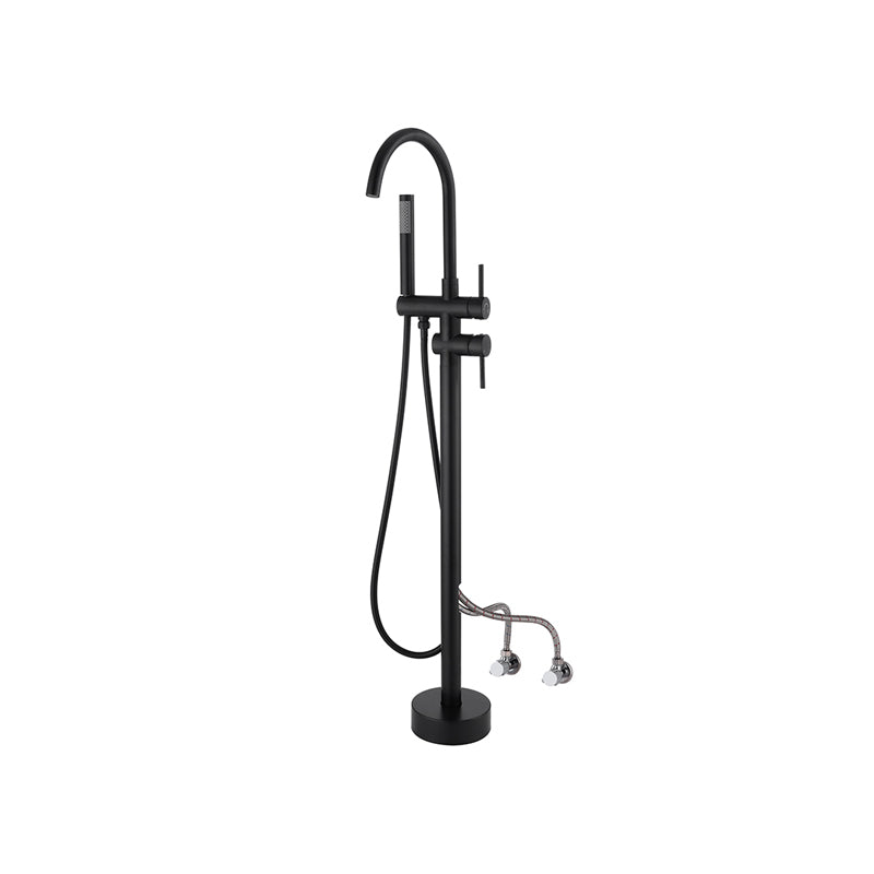 Modern Floor Mounted Copper Freestanding Tub Filler Freestanding Low Arc Tub Filler Trim