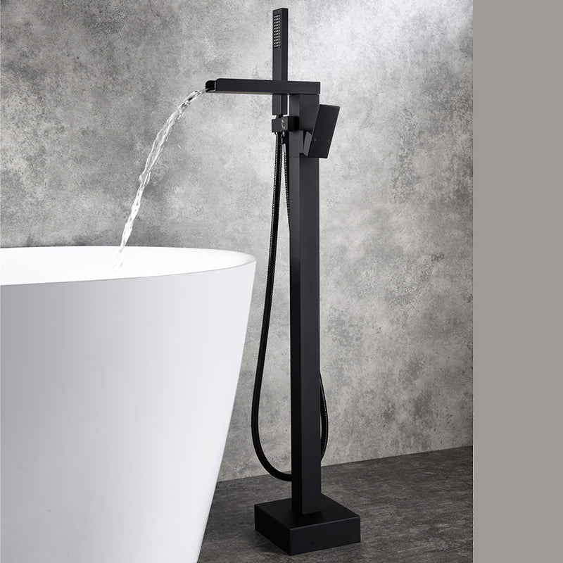 Modern Floor Mounted Copper Freestanding Tub Filler Freestanding Low Arc Tub Filler Trim