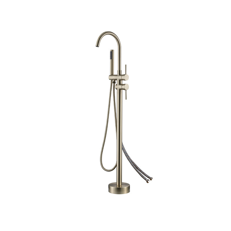 Modern Floor Mounted Copper Freestanding Tub Filler Freestanding Low Arc Tub Filler Trim