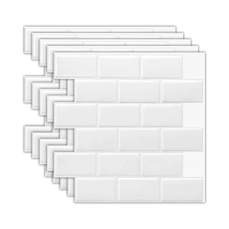 Solid Peel & Stick Subway Tile Scratch Resistant PVC Rectangle Peel and Stick Wall Tile