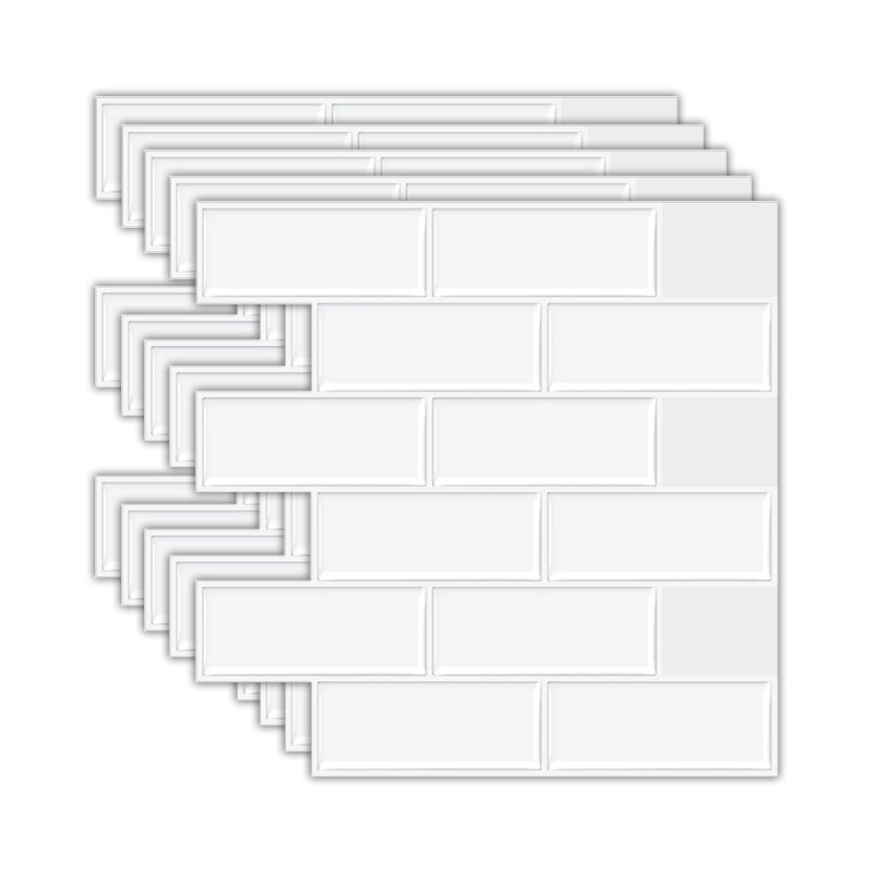 Solid Peel & Stick Subway Tile Scratch Resistant PVC Rectangle Peel and Stick Wall Tile