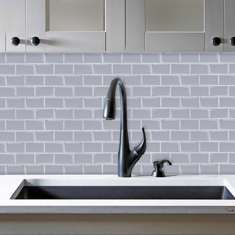 Solid Peel & Stick Subway Tile Scratch Resistant PVC Rectangle Peel and Stick Wall Tile