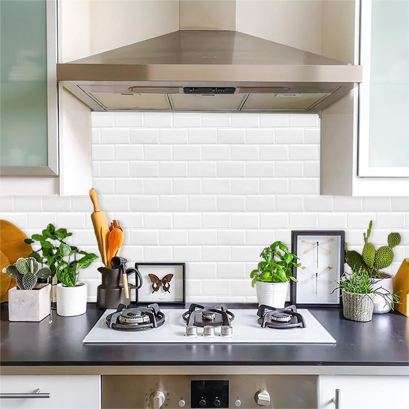 Solid Peel & Stick Subway Tile Scratch Resistant PVC Rectangle Peel and Stick Wall Tile