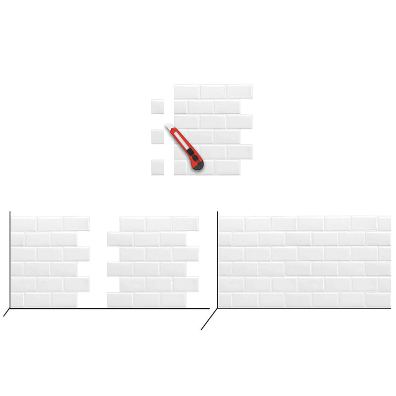 Solid Peel & Stick Subway Tile Scratch Resistant PVC Rectangle Peel and Stick Wall Tile