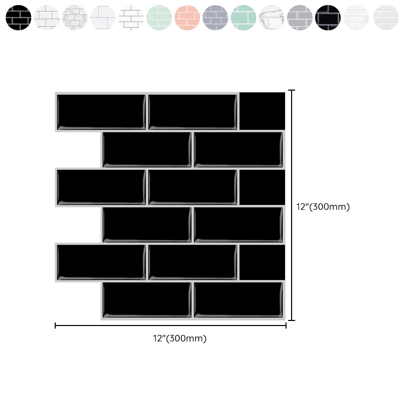 Solid Peel & Stick Subway Tile Scratch Resistant PVC Rectangle Peel and Stick Wall Tile