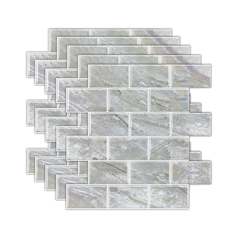 Peel and Stick Tiles Subway Rectangle Waterproof PVC Tile-Peel & Stick for Kitchen 10-Pack