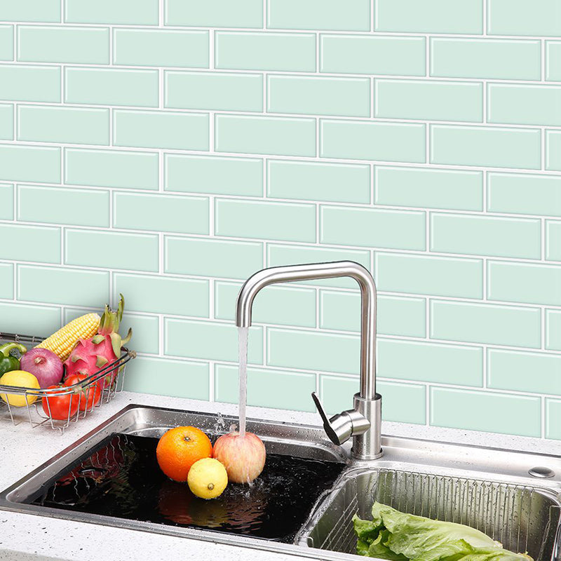 Rectangle Tile-Peel & Stick Plain Waterproof Plastic Peel & Stick Subway Tile for Kitchen