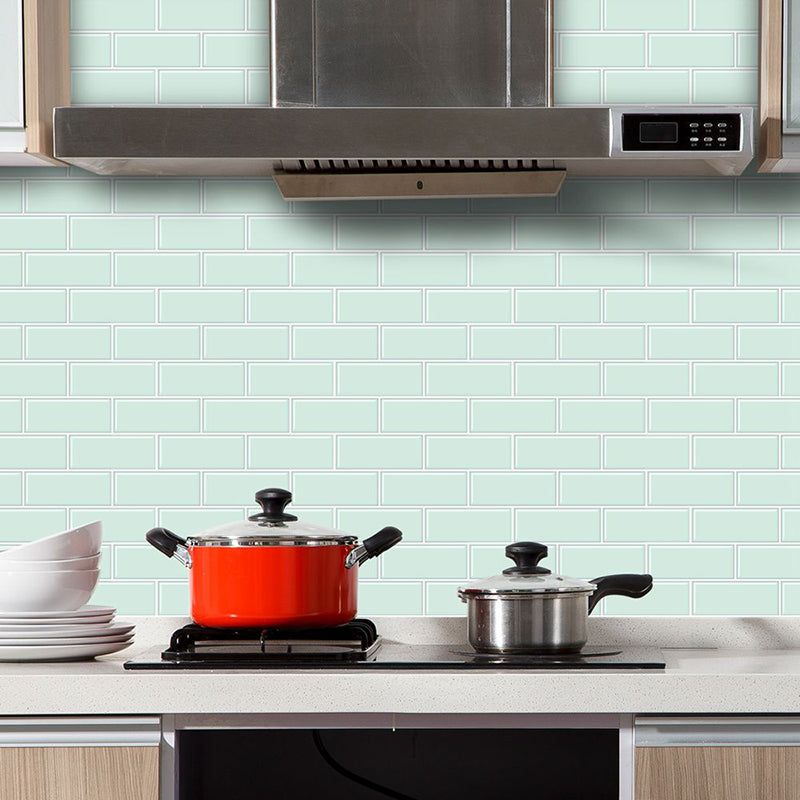 Rectangle Tile-Peel & Stick Plain Waterproof Plastic Peel & Stick Subway Tile for Kitchen