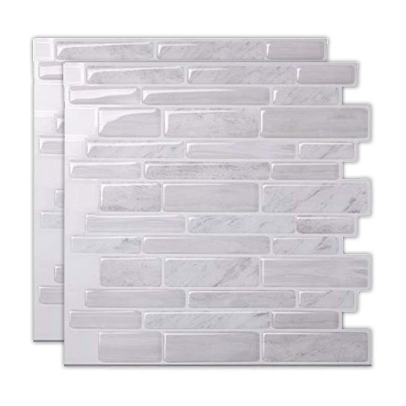 Peel & Stick Subway Tile Stain Resistant Plastic Rectangle Peel and Stick Tile 2 Pack