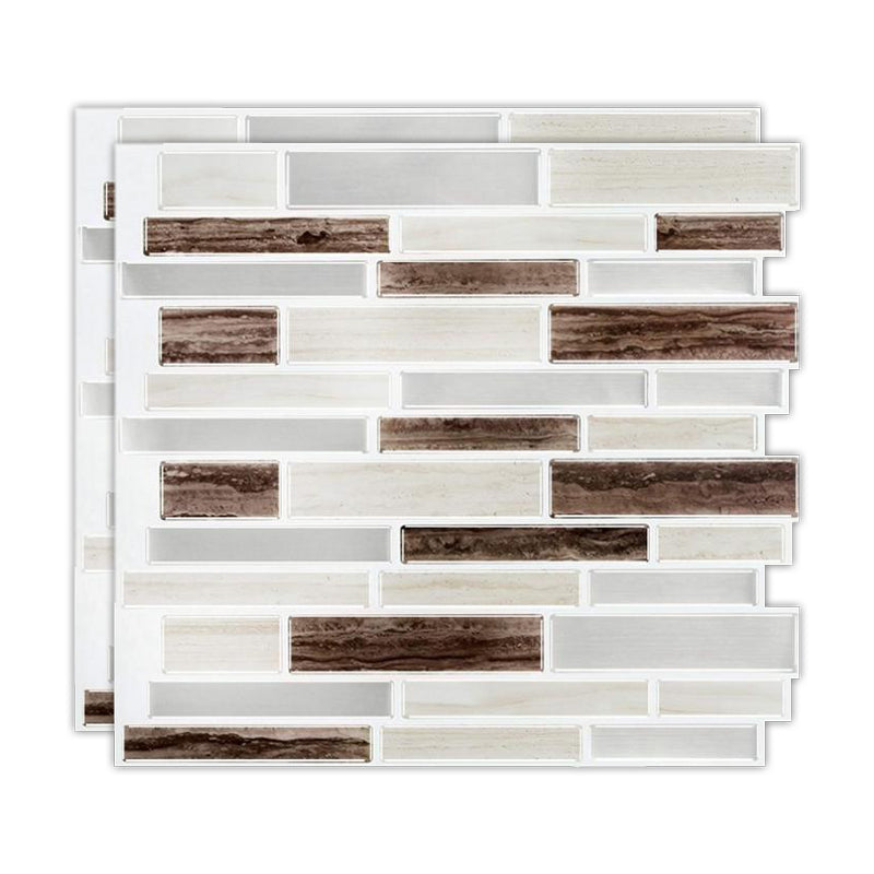 Peel & Stick Subway Tile Stain Resistant Plastic Rectangle Peel and Stick Tile 2 Pack