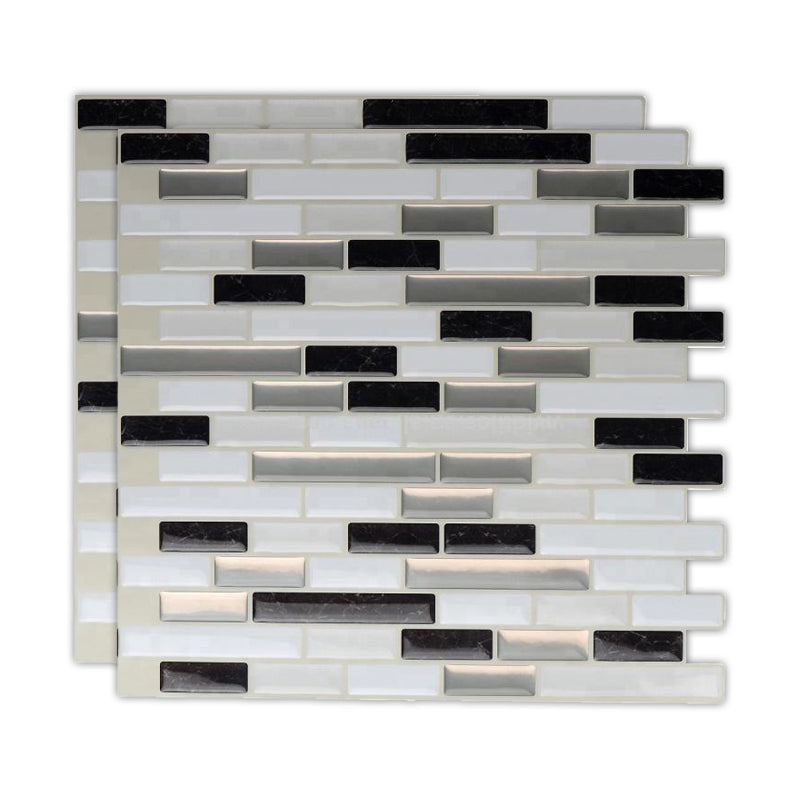 Peel & Stick Subway Tile Stain Resistant Plastic Rectangle Peel and Stick Tile 2 Pack