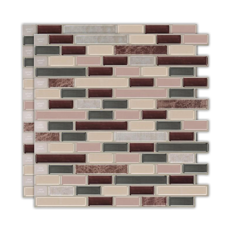 Peel & Stick Subway Tile Stain Resistant Plastic Rectangle Peel and Stick Tile 2 Pack