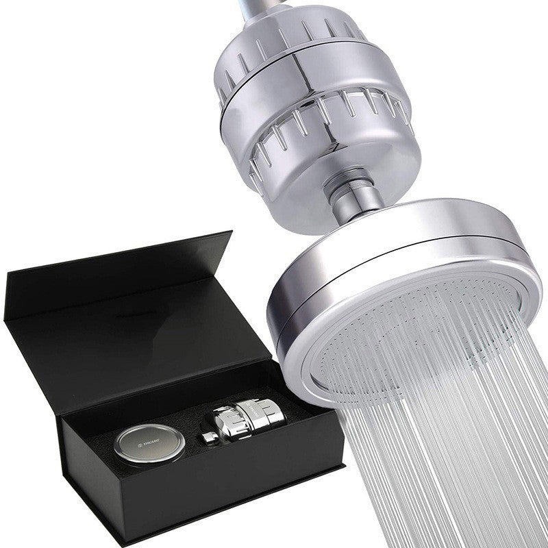 Contemporary Fixed Shower Head in Silver with Katalyst Wall-Mount Showerhead