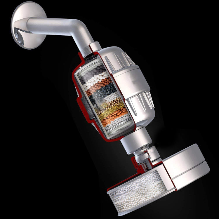 Contemporary Fixed Shower Head in Silver with Katalyst Wall-Mount Showerhead