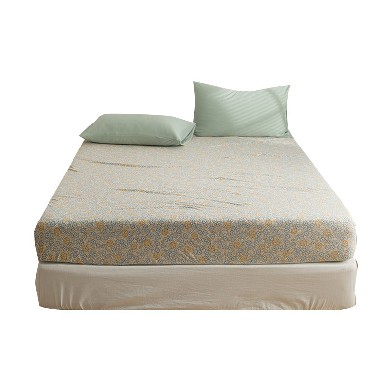 Patterned Bed Sheet Set Cotton Breathable Soft Fitted Sheet Set