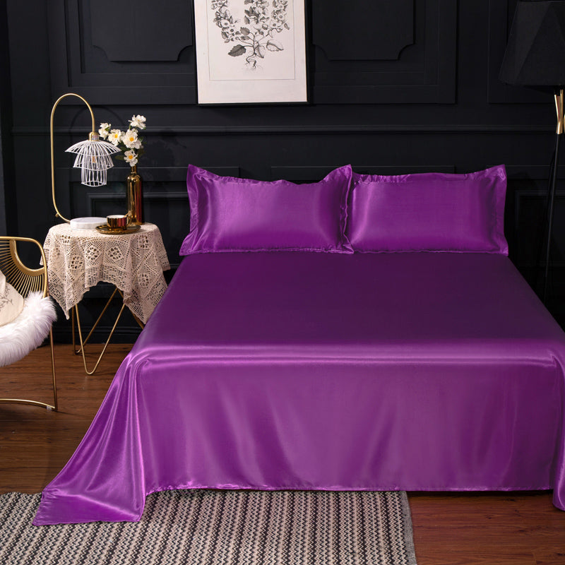 Non-Pilling Bed Sheet Solid Color Breathable Sateen Weave Fade Resistant Sheet Set