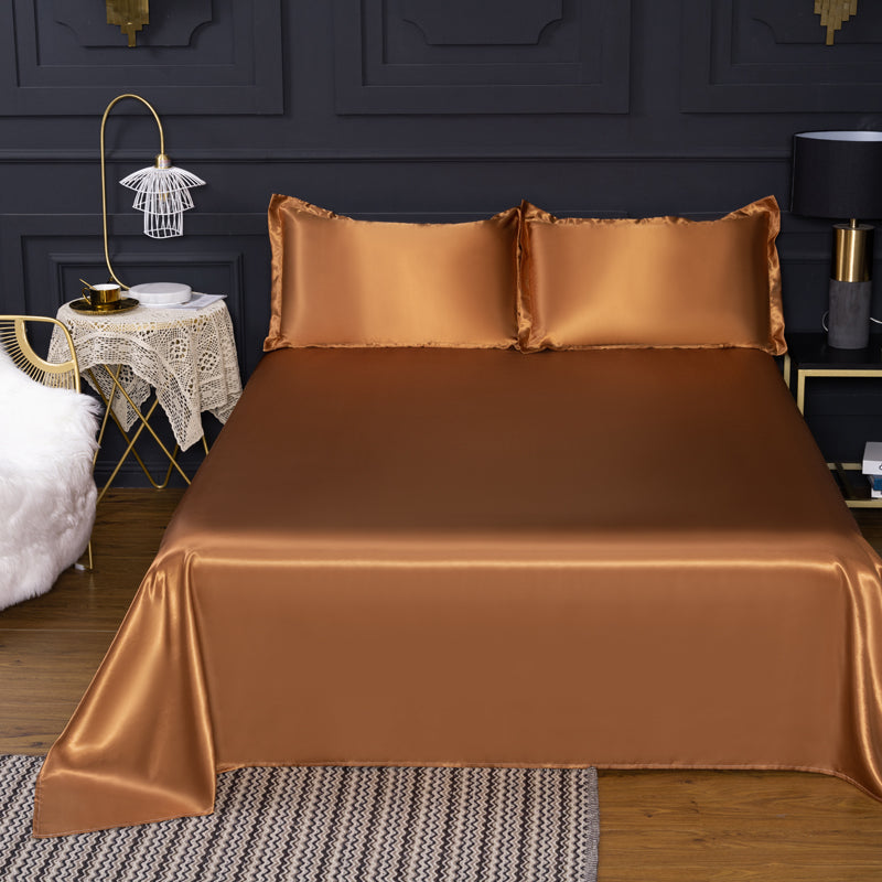 Non-Pilling Bed Sheet Solid Color Breathable Sateen Weave Fade Resistant Sheet Set