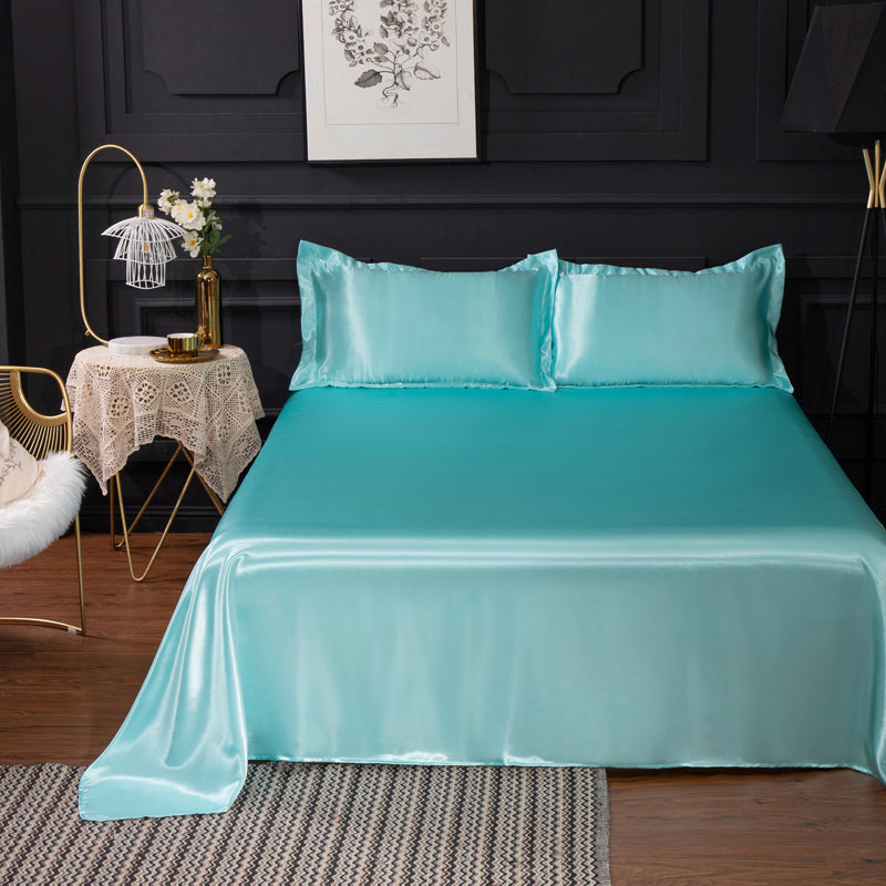 Non-Pilling Bed Sheet Solid Color Breathable Sateen Weave Fade Resistant Sheet Set