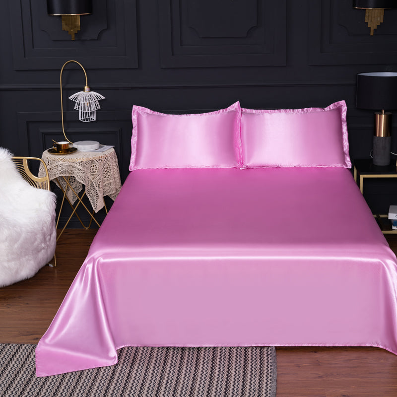 Non-Pilling Bed Sheet Solid Color Breathable Sateen Weave Fade Resistant Sheet Set