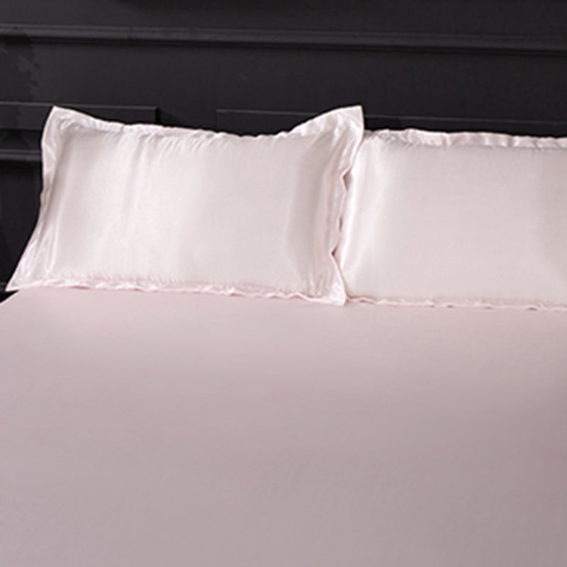 Non-Pilling Bed Sheet Solid Color Breathable Sateen Weave Fade Resistant Sheet Set