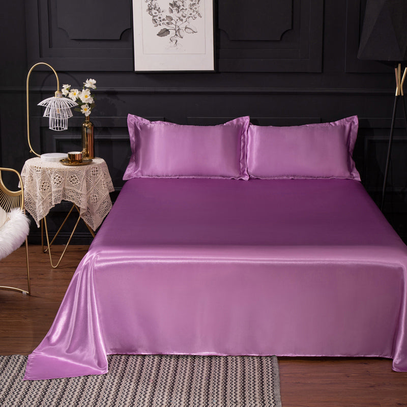 Non-Pilling Bed Sheet Solid Color Breathable Sateen Weave Fade Resistant Sheet Set